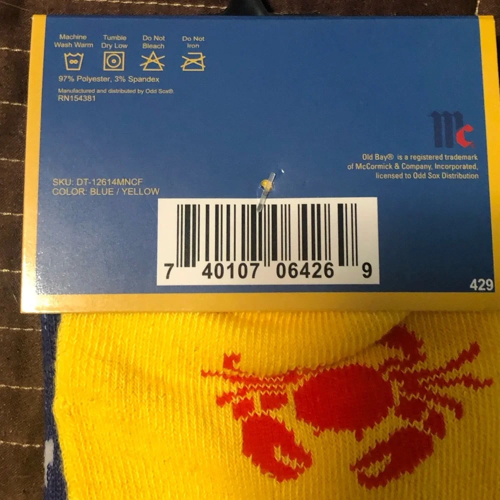 2/$20 NWT Old Bay New England Crab Lobster Mens Crew Socks Sz 6 - 12